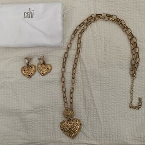 Cabi gold Heart Pendant Necklace & Earring Set